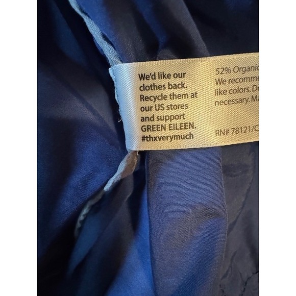 Eileen Fisher Organic Cotton Nylon Rain Jacket Blue Button Hooded Size‎ XL - Picture 10 of 13